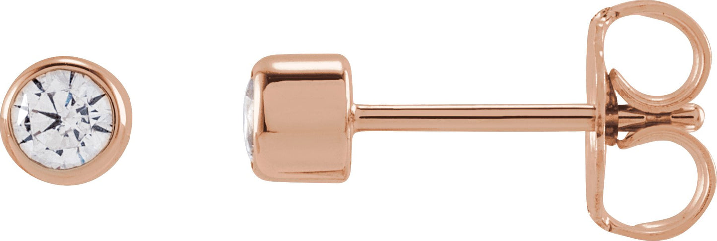 1/5 Ctw Lab-Grown Diamond Bezel-Set Earrings - Rose Gold - Lab Grown Diamond