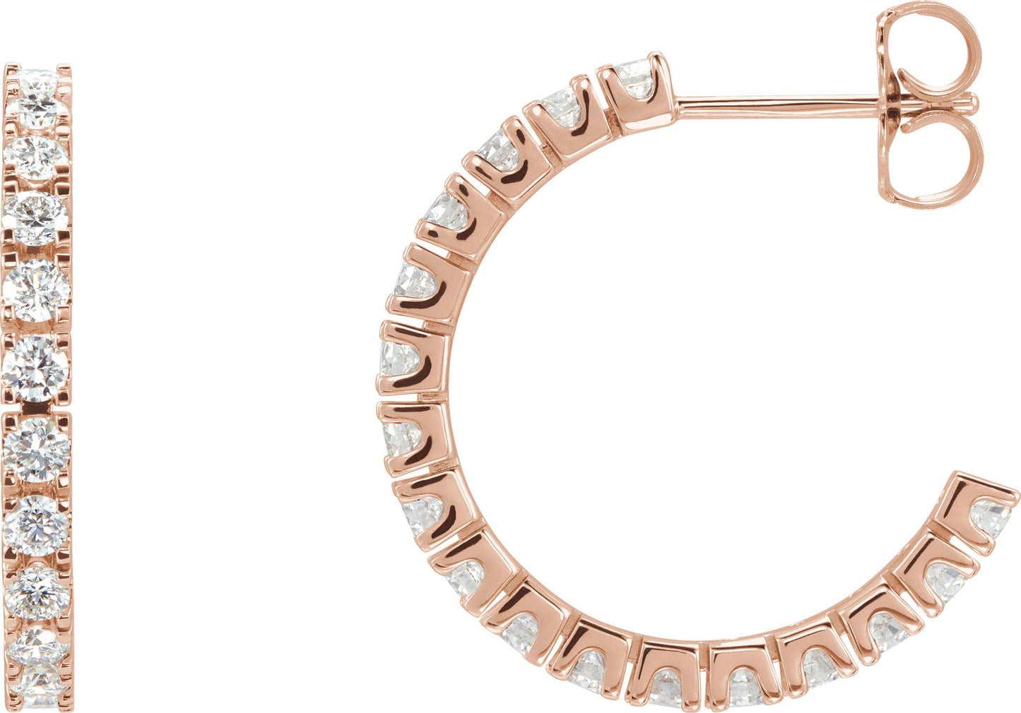 1 Ctw Lab-Grown Diamond Hoop Earrings - Rose Gold - Lab Grown Diamond