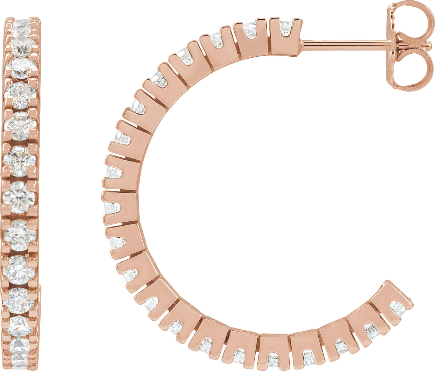 1 5/8 Ctw Lab-Grown Diamond Hoop Earrings - Rose Gold - Lab Grown Diamond
