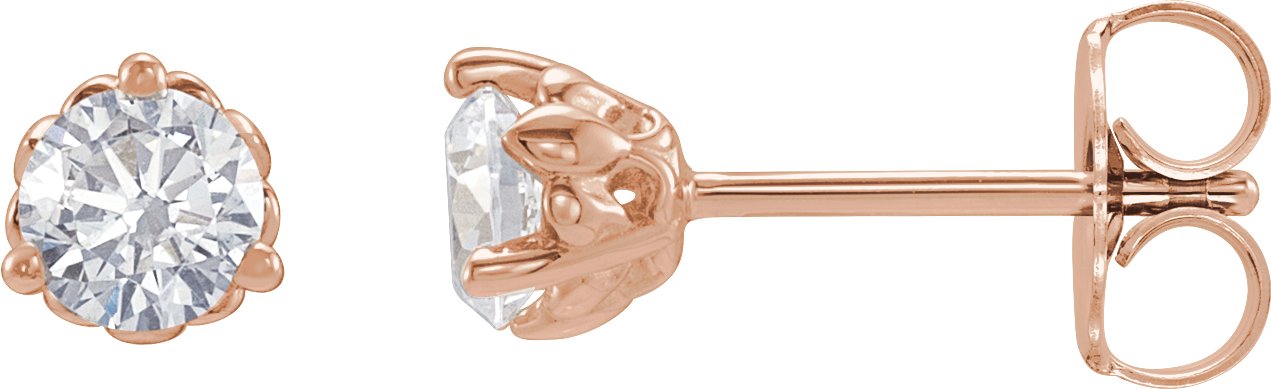 1/5 Ctw Lab-Grown Diamond 3-Prong Fleur-De-Lis Earrings - Rose Gold - Lab Grown Diamond