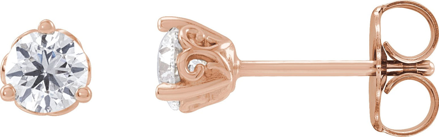 1/2 Ctw Lab-Grown Diamond 3-Prong Scroll Earrings - Rose Gold - Lab Grown Diamond
