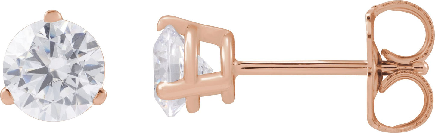 3/4 Ctw Lab-Grown Diamond 3-Prong Basket Style Stud Earrings - Rose Gold - Lab Grown Diamond