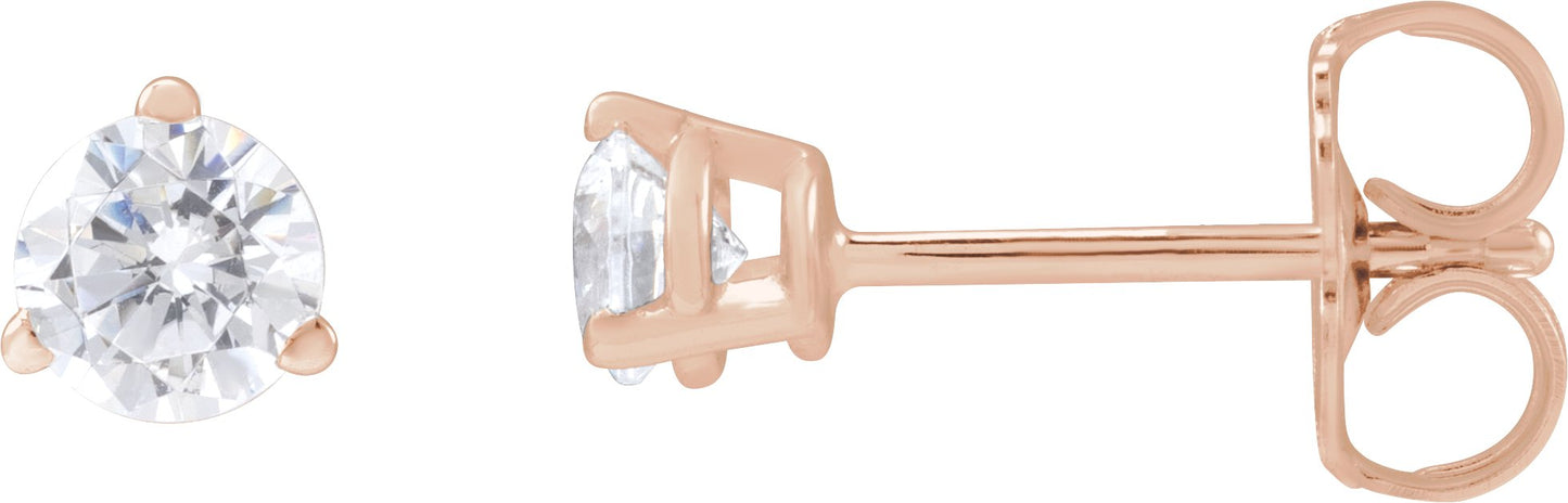 1/3 Ctw Lab-Grown Diamond 3-Prong Basket Style Stud Earrings - Rose Gold - Lab Grown Diamond