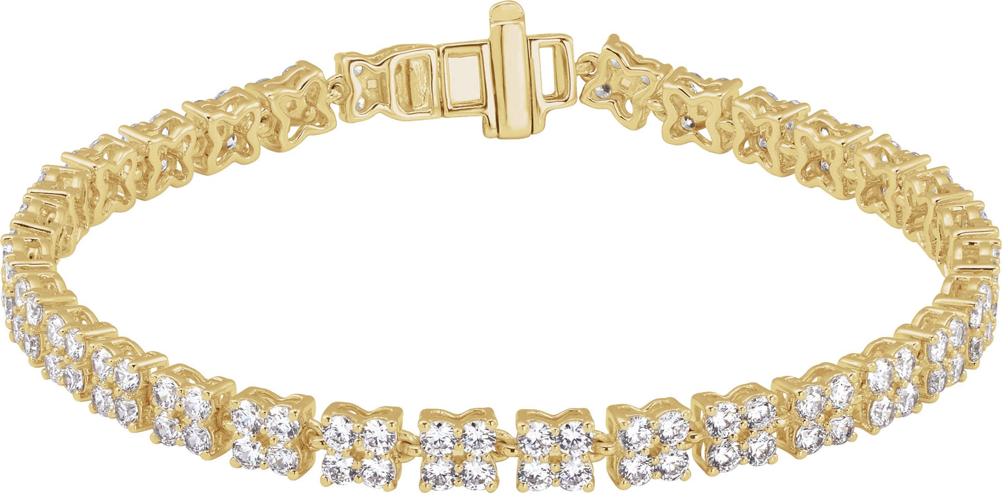 5 1/3 Ctw Lab-Grown Diamond Cluster Line Bracelet - Lab Grown Diamond