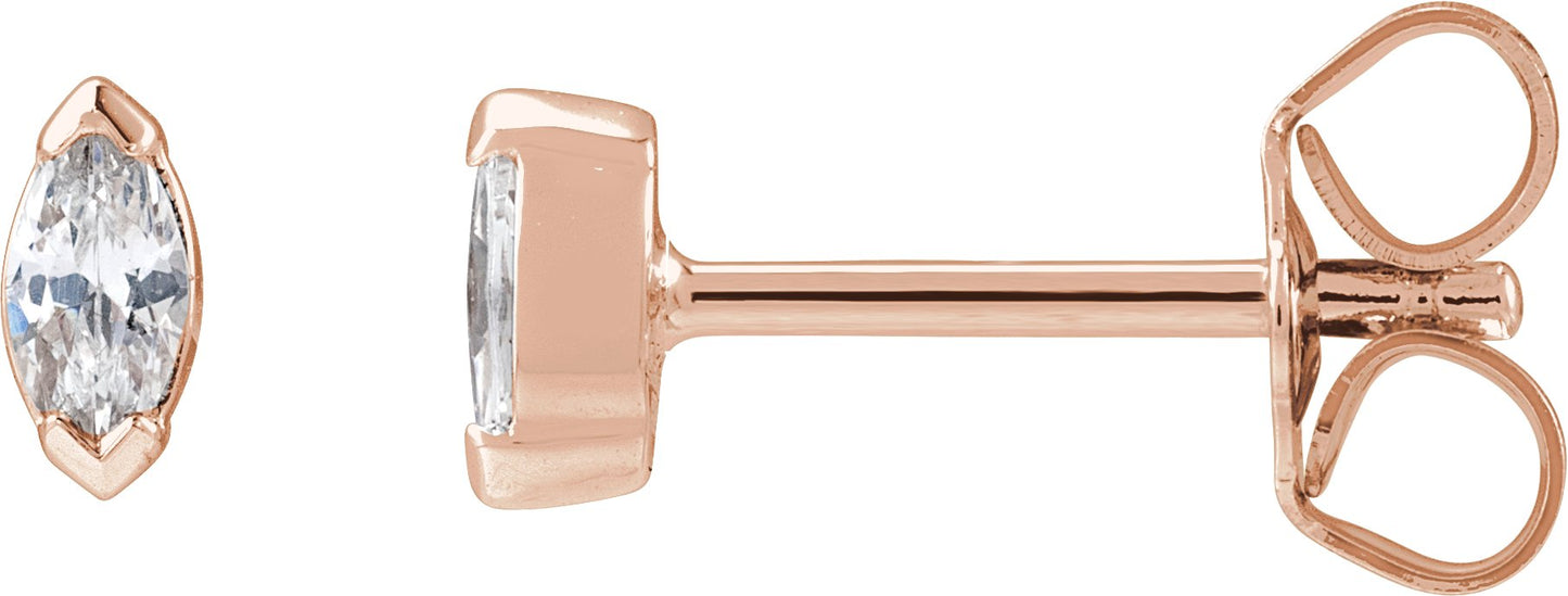 1/6 Ctw Lab-Grown Diamond Stud Earrings W/ Backs - Rose Gold - Lab Grown Diamond