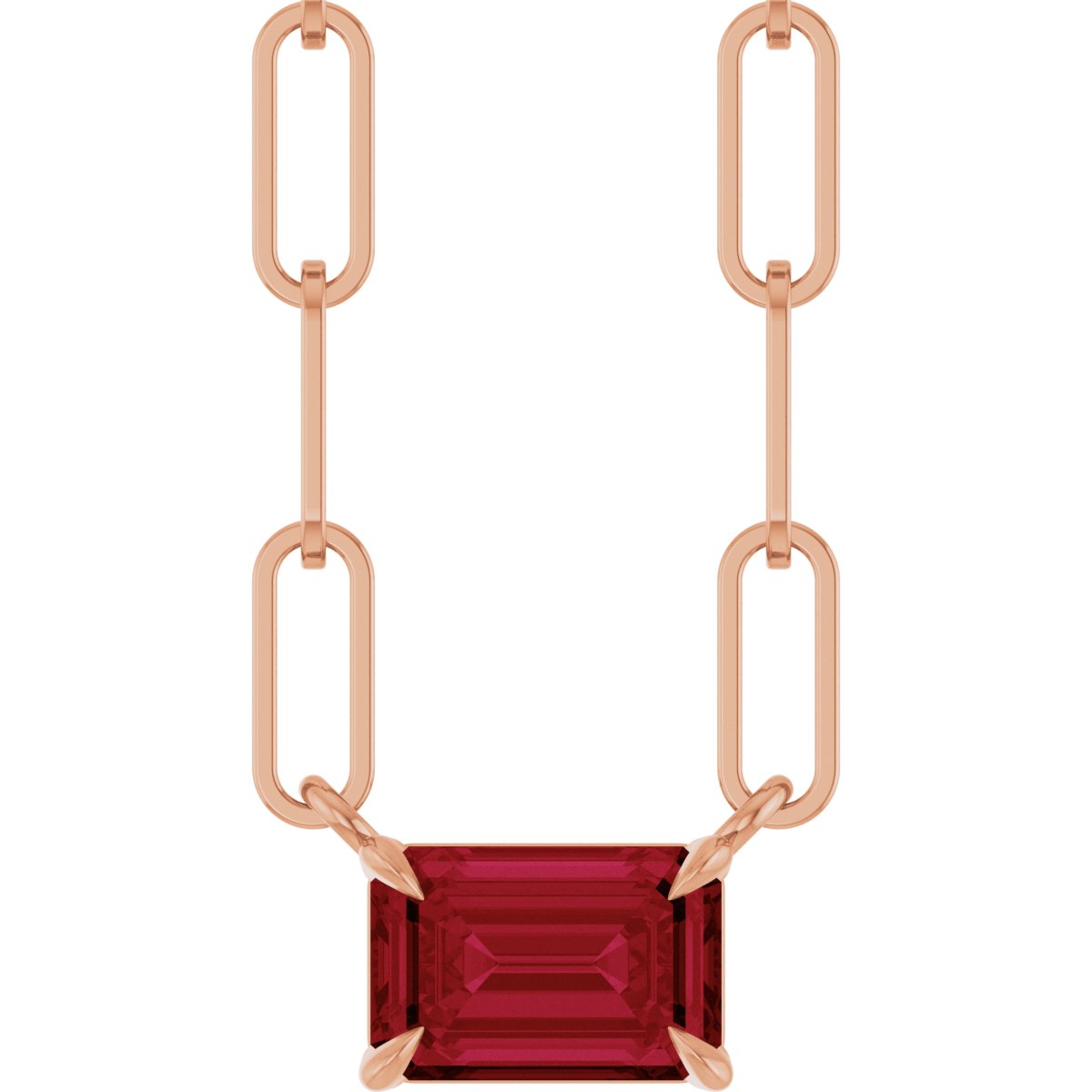 Emerald Lab-Grown Emerald Solitaire Claw Prong Necklace