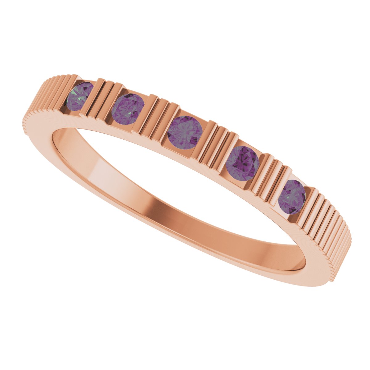 Lab-Grown Alexandrite Stackable Birthstone Ring - Rose Gold