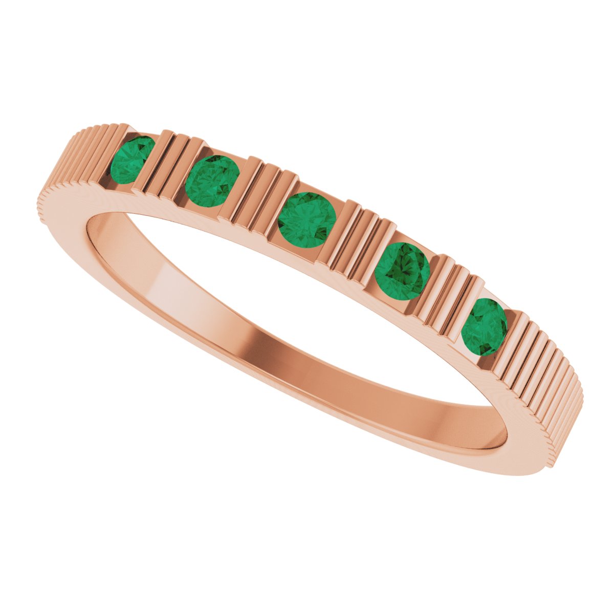 Lab-Grown Emerald Stackable Birthstone Ring - Rose Gold