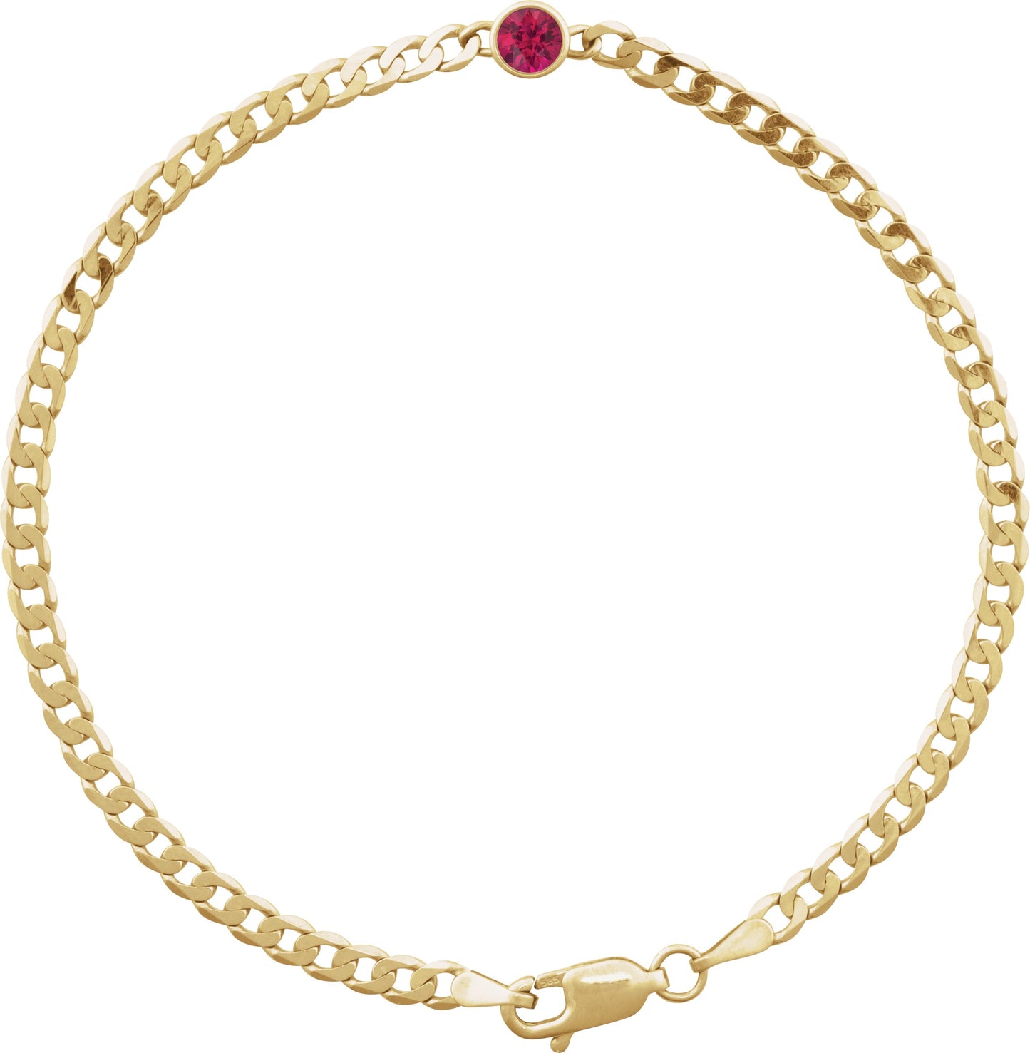 Lab-Grown Ruby Curb Chain Link Bracelet - Rose Gold - Lab Grown Diamond