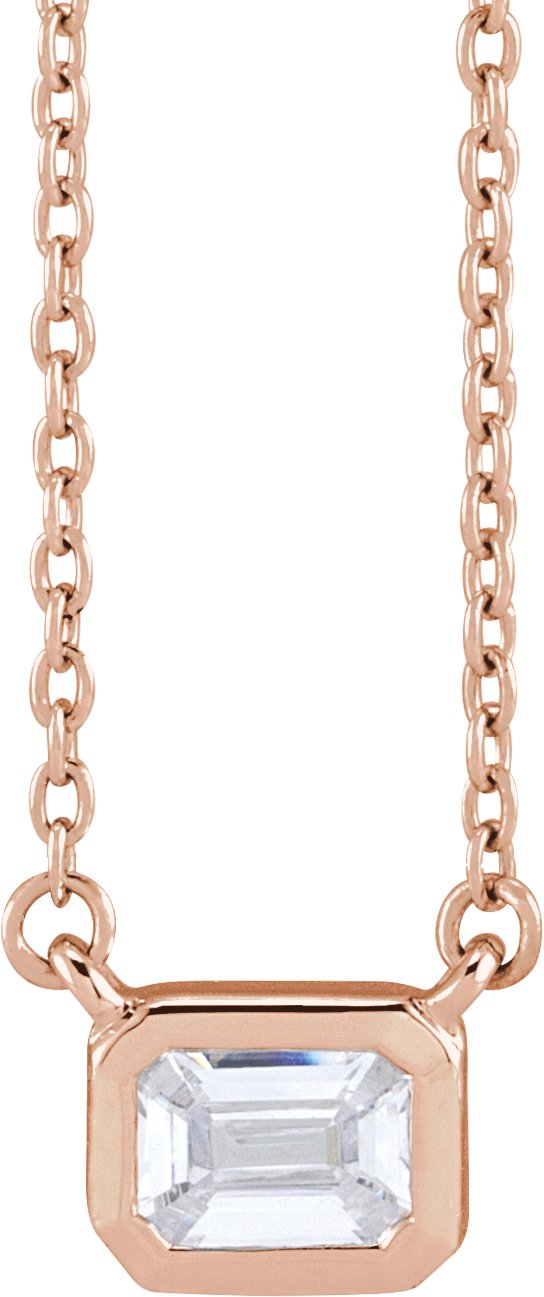 1/2 Ctw Emerald Lab-Grown Diamond Adjustable Necklace - Rose Gold - Lab Grown Diamond