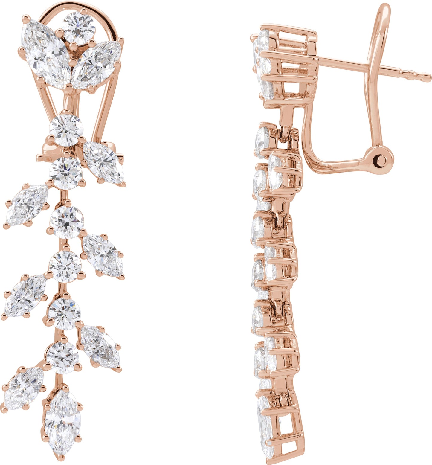4 1/4 Ctw Marquise Lab-Grown Diamond Earrings - Rose Gold - Lab Grown Diamond
