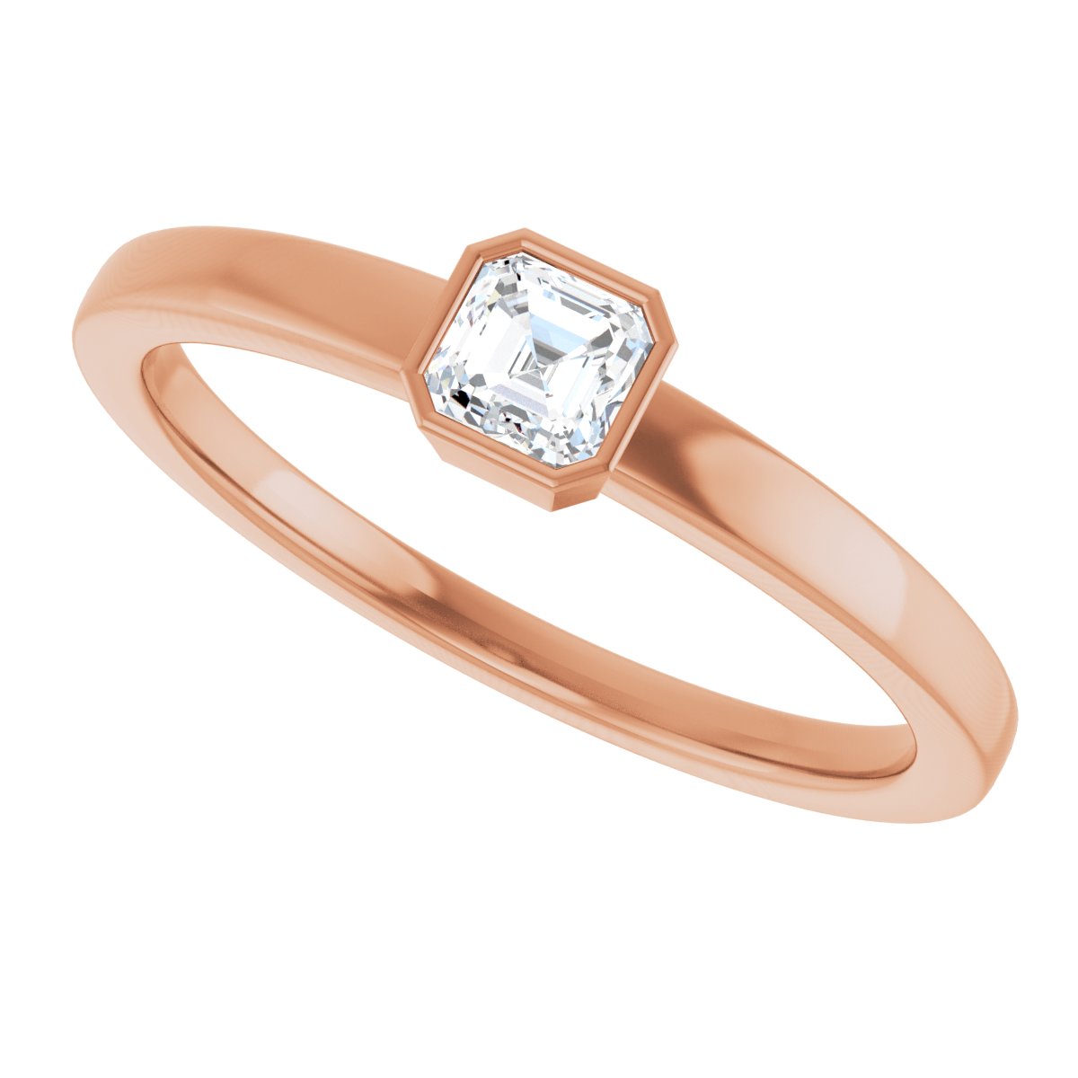 1/4 Ct Lab-Grown Diamond Bezel-Set Ring - Rose Gold