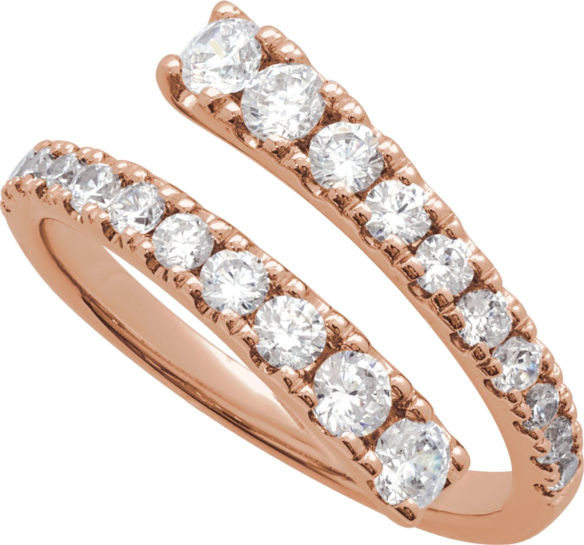 9/10 Ctw Lab-Grown Diamond Bypass Ring - Rose Gold