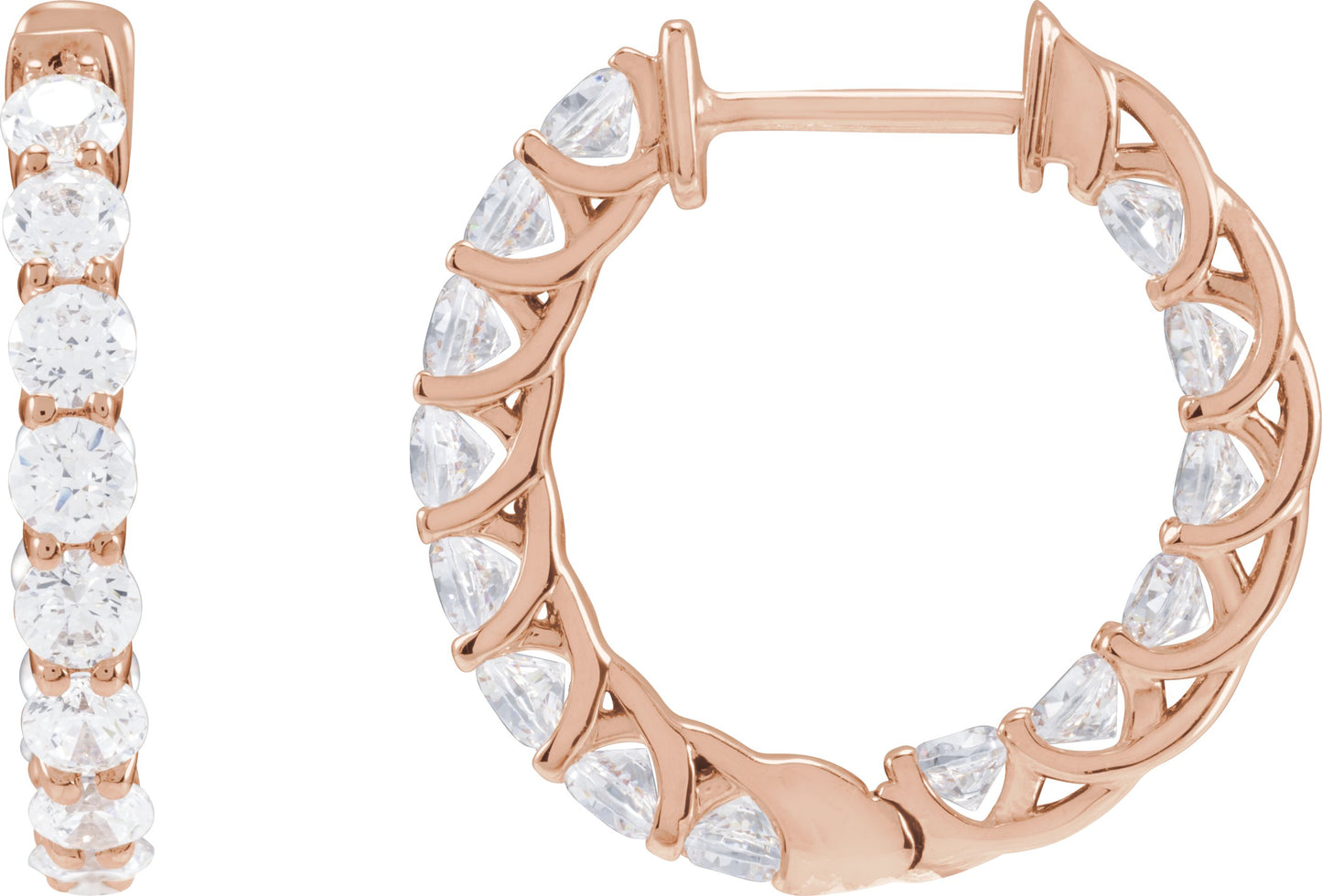 2 1/5 Ctw Lab-Grown Diamond Inside-Outside Hoop Earrings