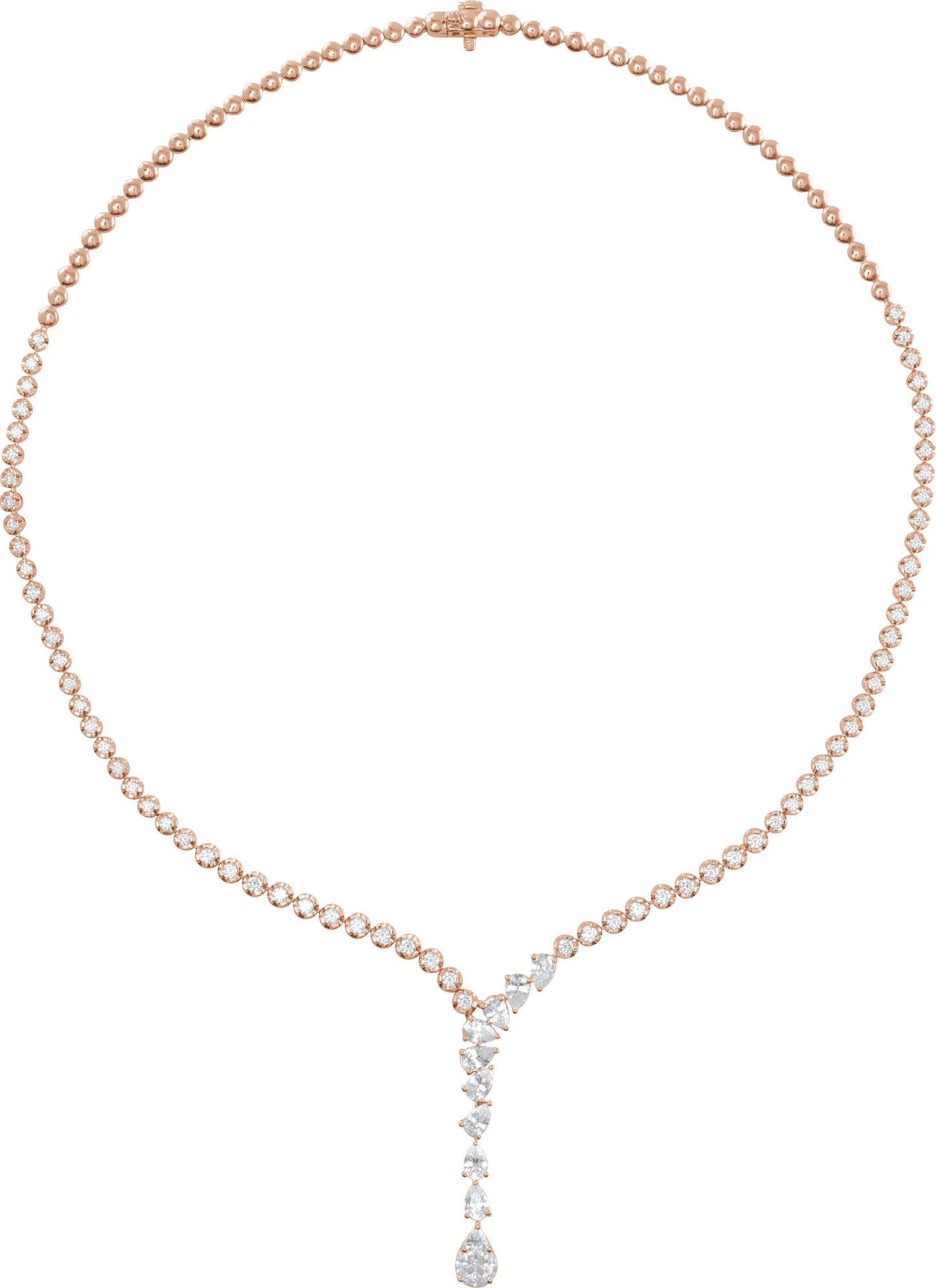 5 1/2 Ctw Pear Lab-Grown Diamond Line Necklace - Rose Gold - Lab Grown Diamond