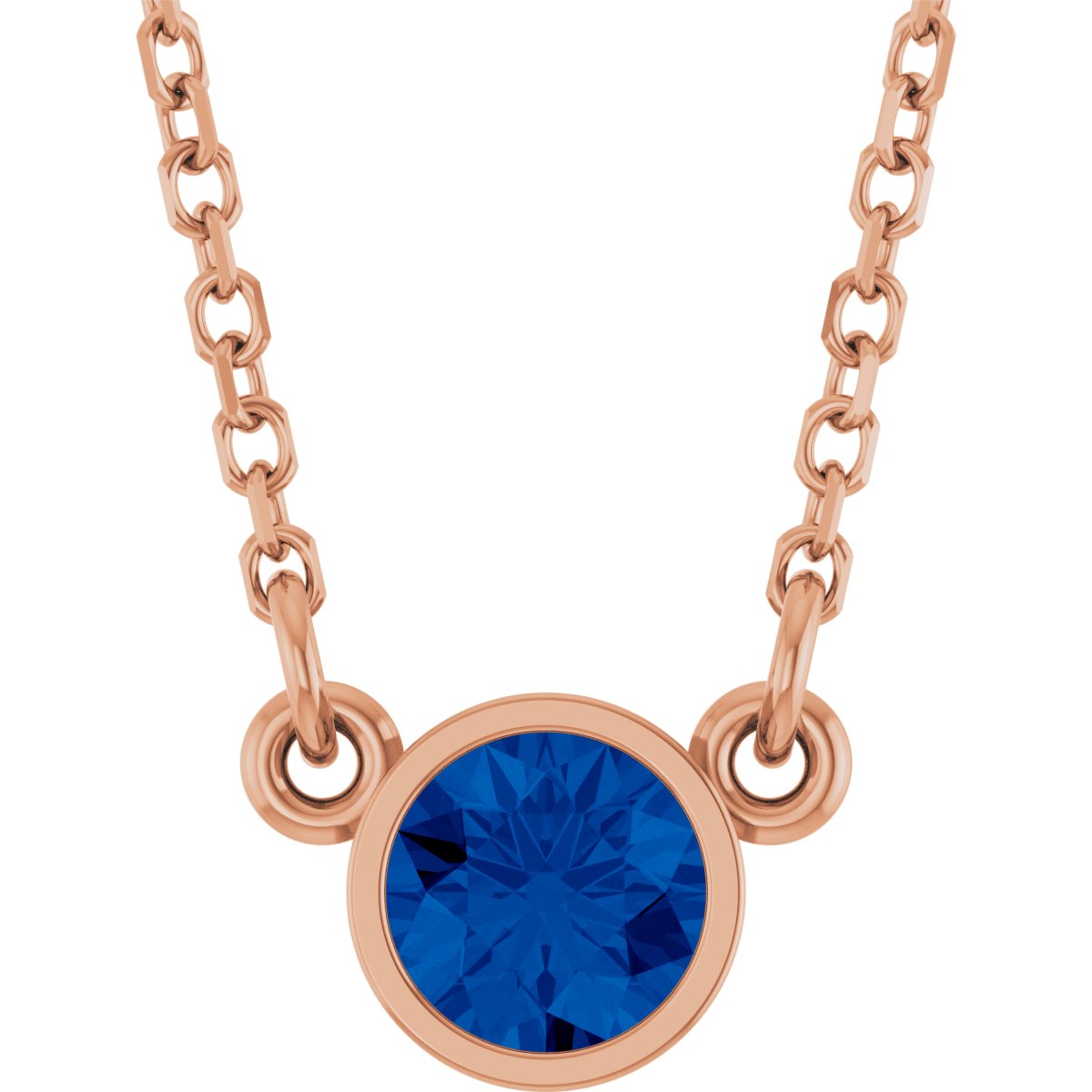 Lab-Grown Blue Sapphire Solitaire Necklace