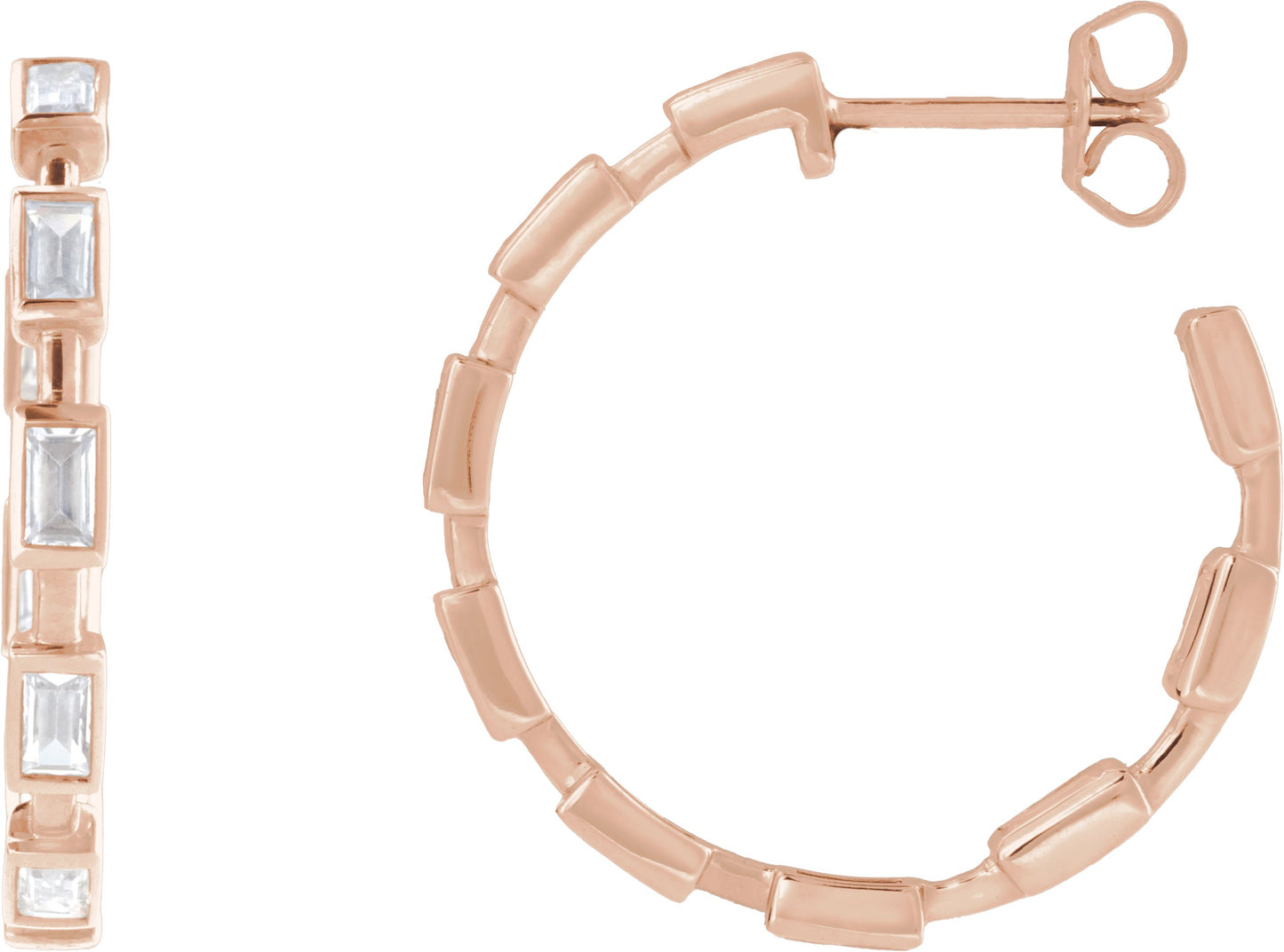 1 1/4 Ctw Straight Baguette Lab-Grown Diamond Hoop Earrings
