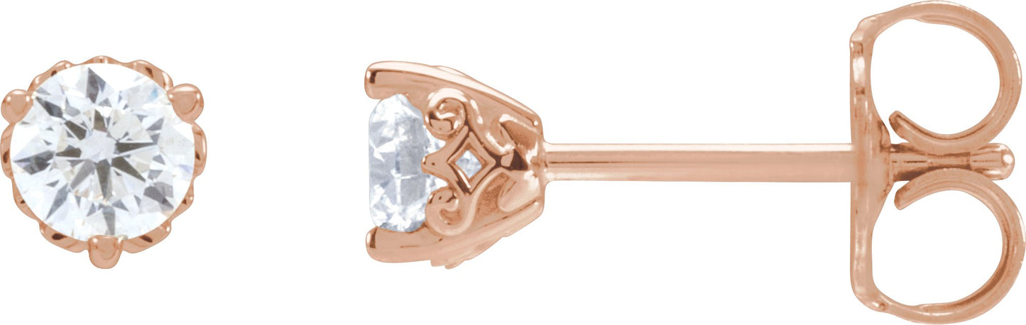 1/3 Ctw Lab-Grown Diamond 3-Prong Vintage-Inspired Earrings - Rose Gold - Lab Grown Diamond