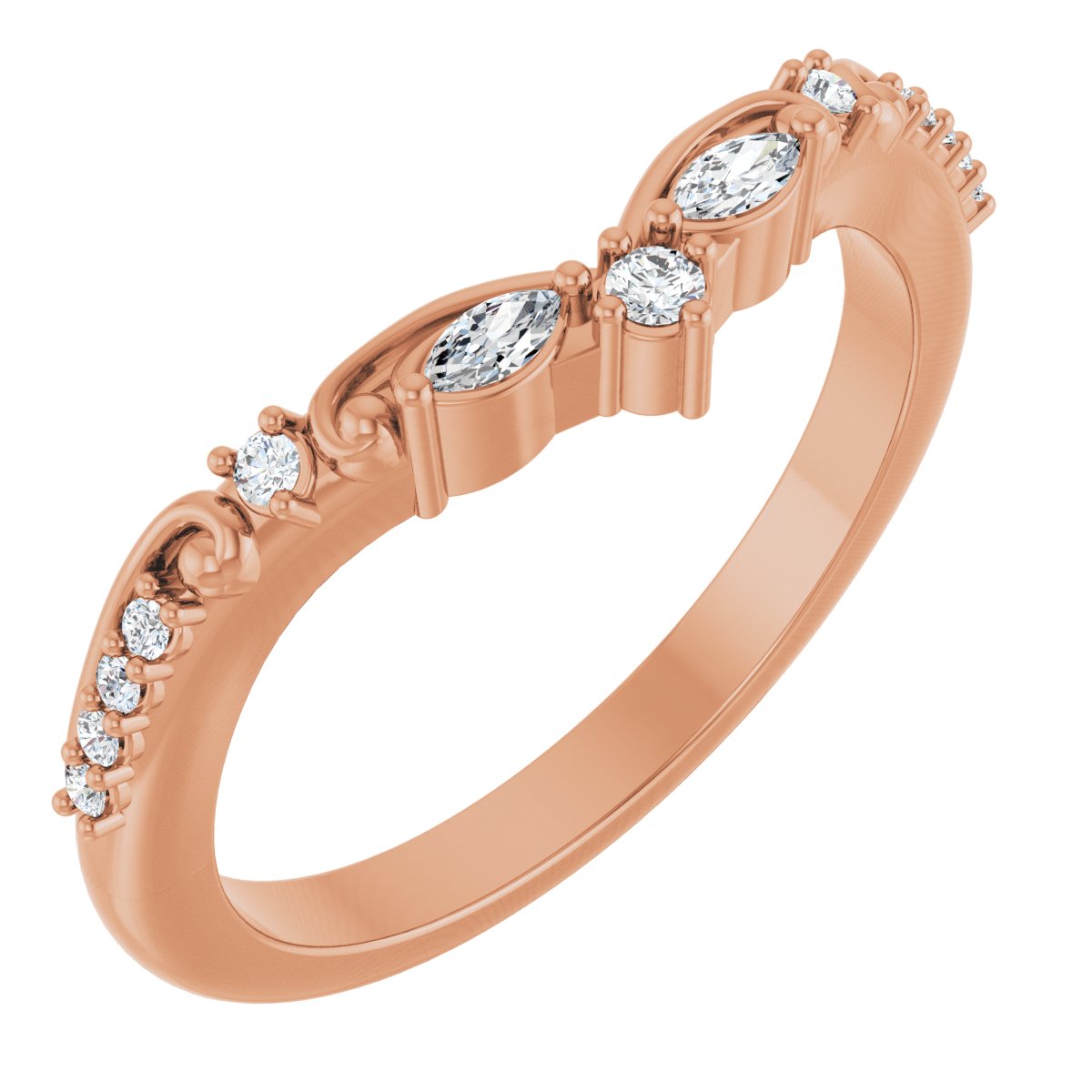 1/6 Ctw Marquise Lab-Grown Diamond Contour Band