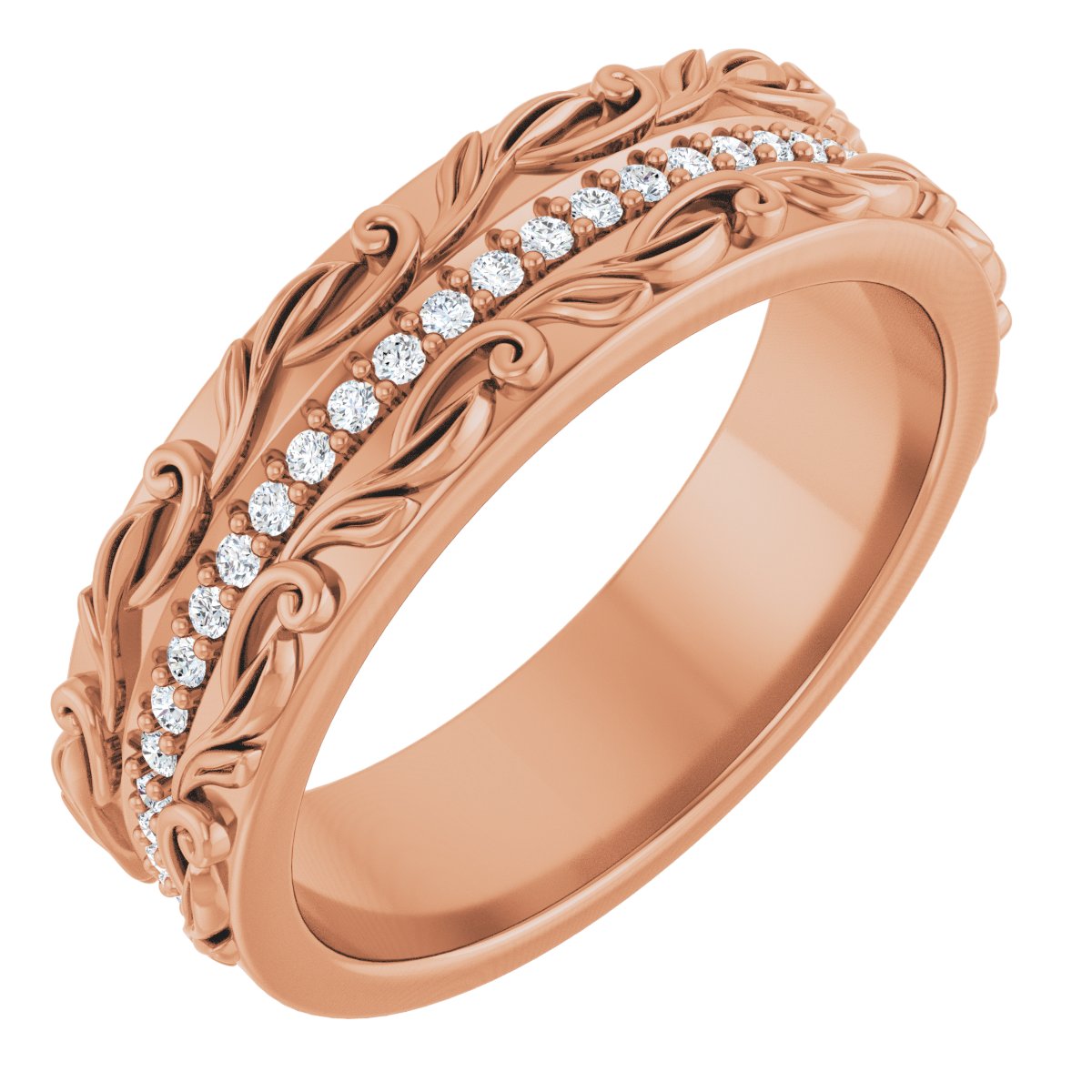 1/4 Ctw Lab-Grown Diamond Floral Accented Band
