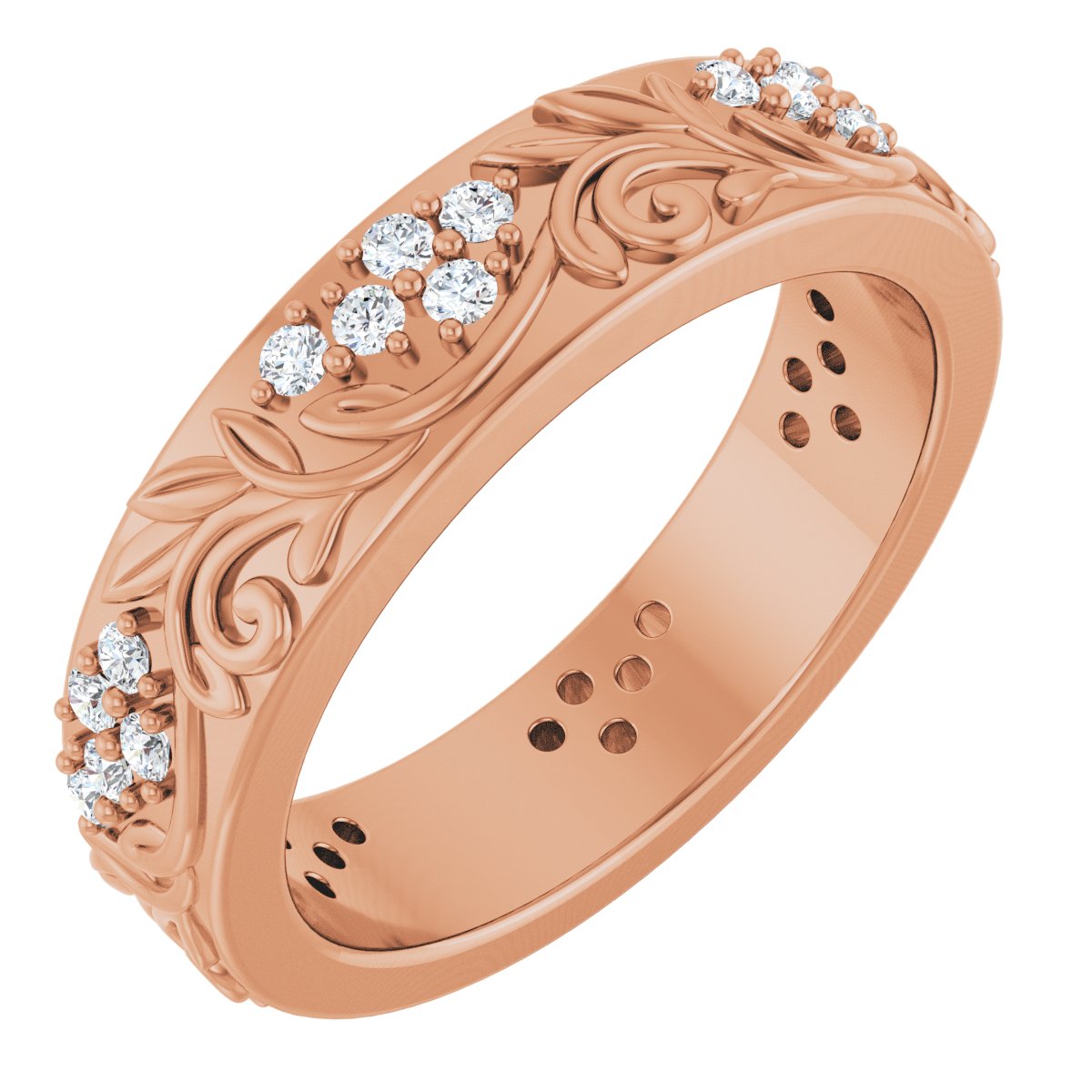 1/2 Ctw Lab-Grown Diamond Floral Band