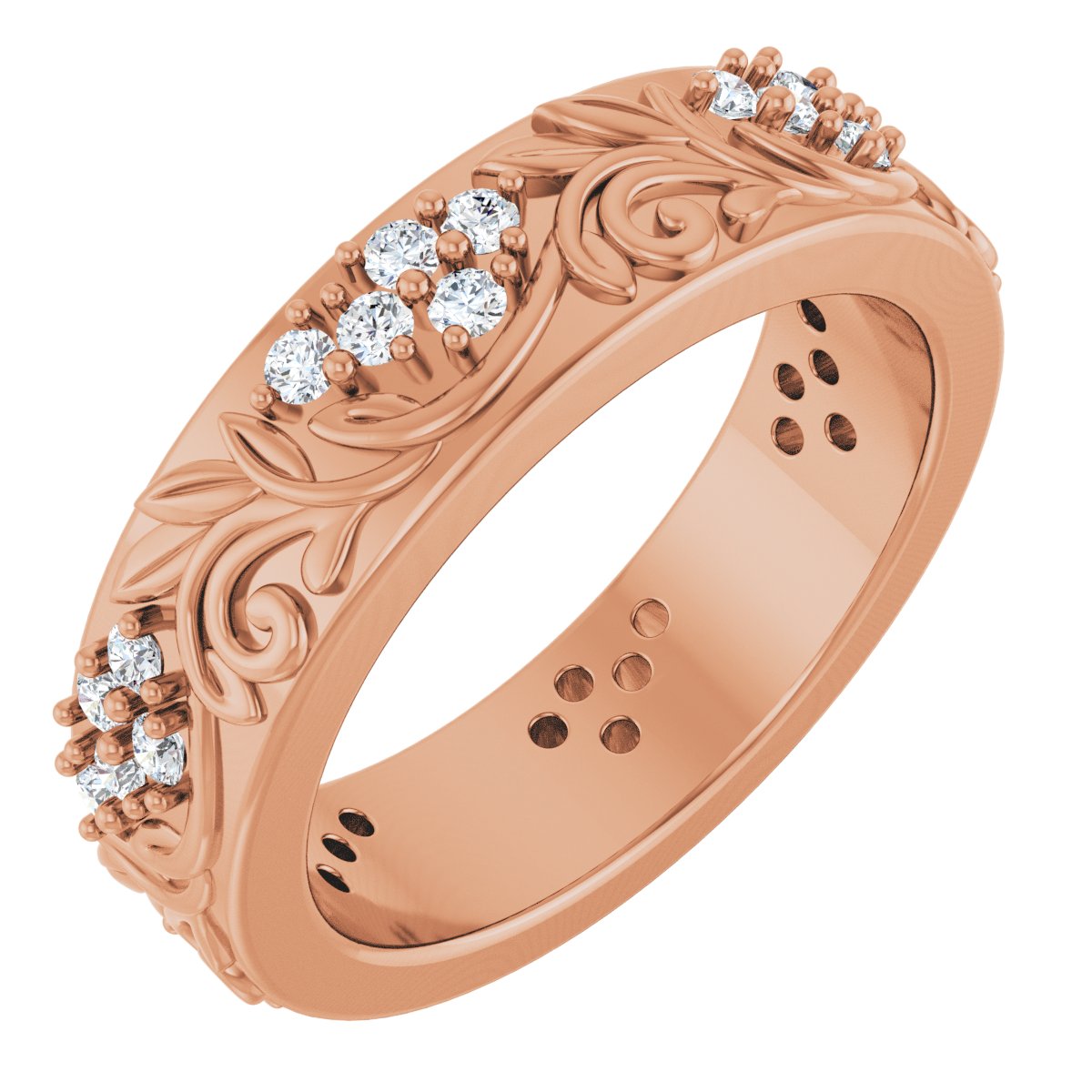 1/2 Ctw Lab-Grown Diamond Floral Band