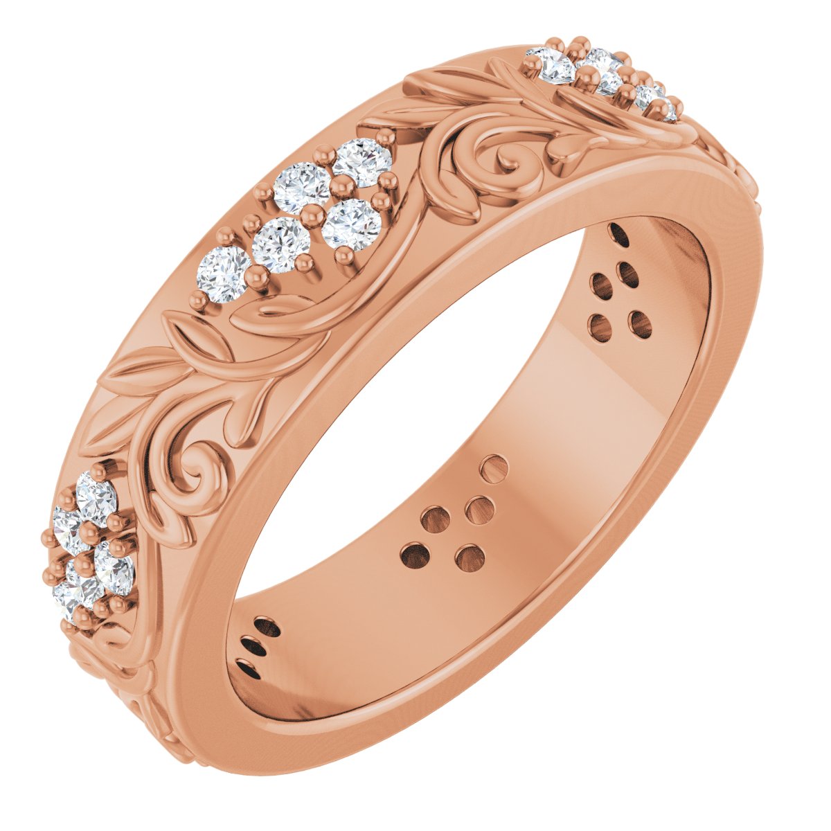 1/2 Ctw Lab-Grown Diamond Floral Band