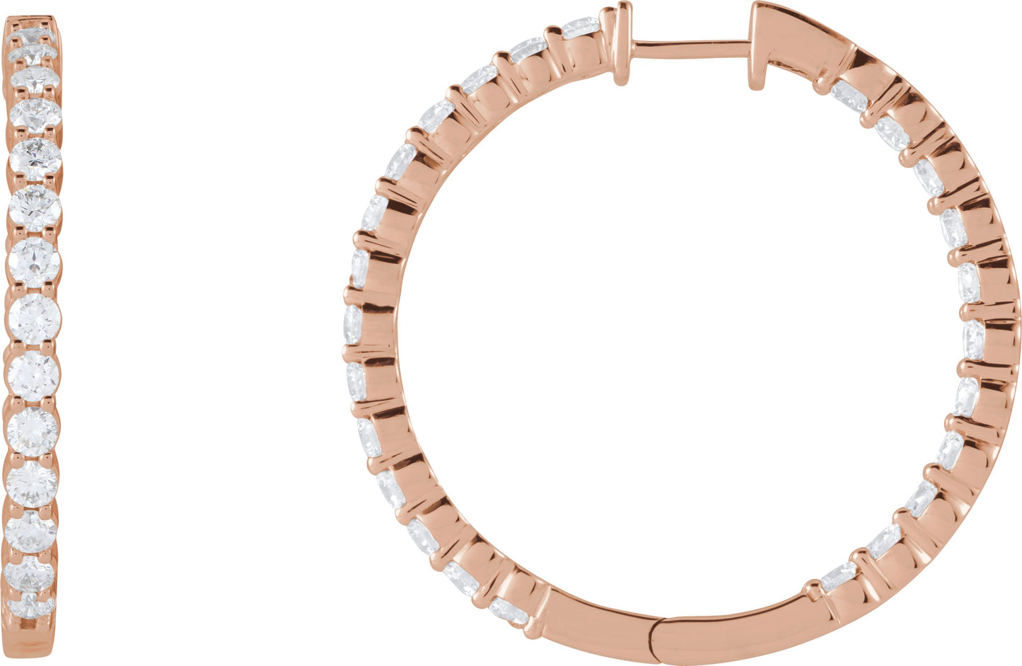 4 Ctw Lab-Grown Diamond Inside-Outside Hoop Earrings