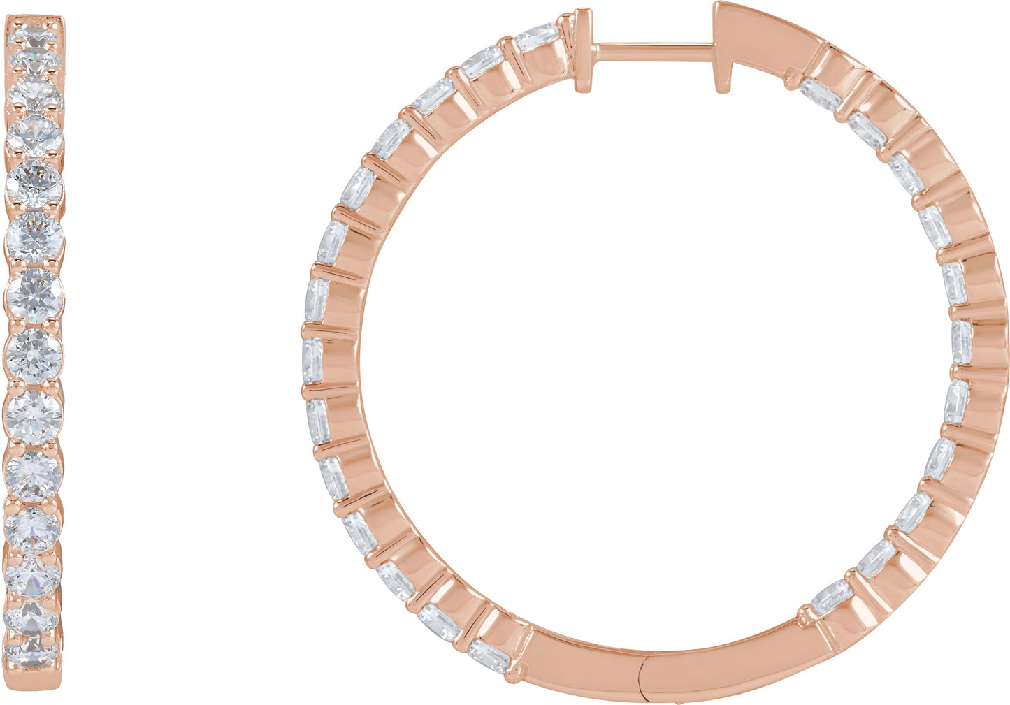 4 Ctw Lab-Grown Diamond Inside-Outside Hoop Earrings