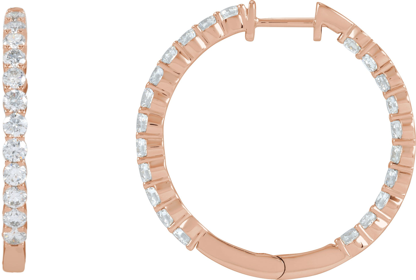 3 Ctw Lab-Grown Diamond Inside-Outside Hoop Earrings