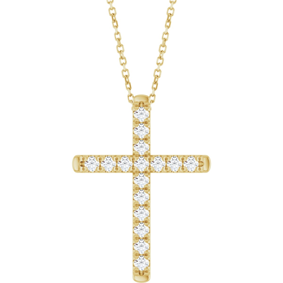 1/2 Ctw Lab Grown Diamond French-Set Cross Necklace - Lab Grown Diamond