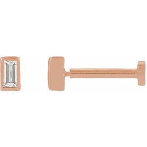 .04 Ct Straight Baguette Lab-Grown Diamond Bezel-Set Earring With Press Fit Back