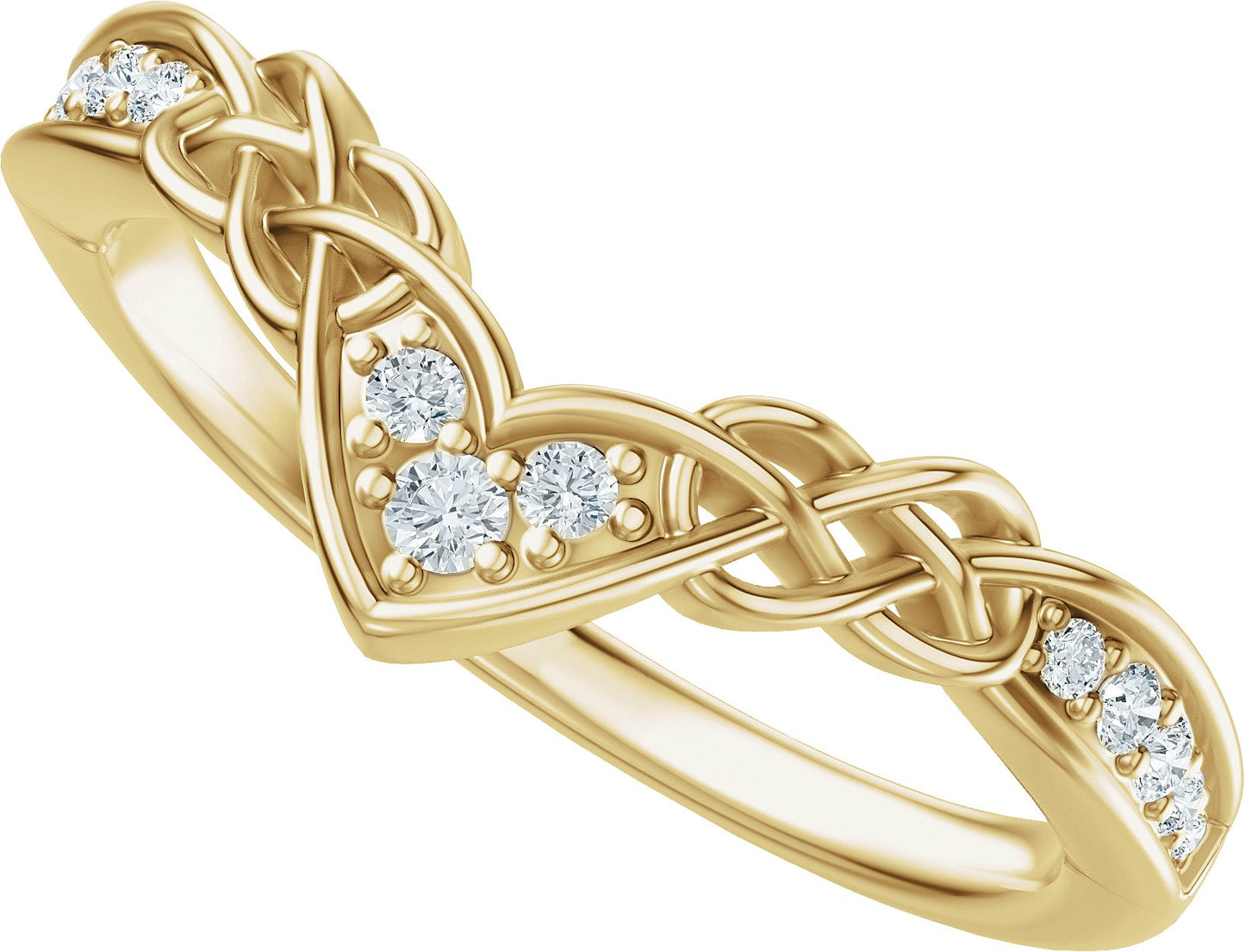 1/10 Ctw Lab-Grown Diamond Contour Band - Yellow Gold - Lab Grown Diamond