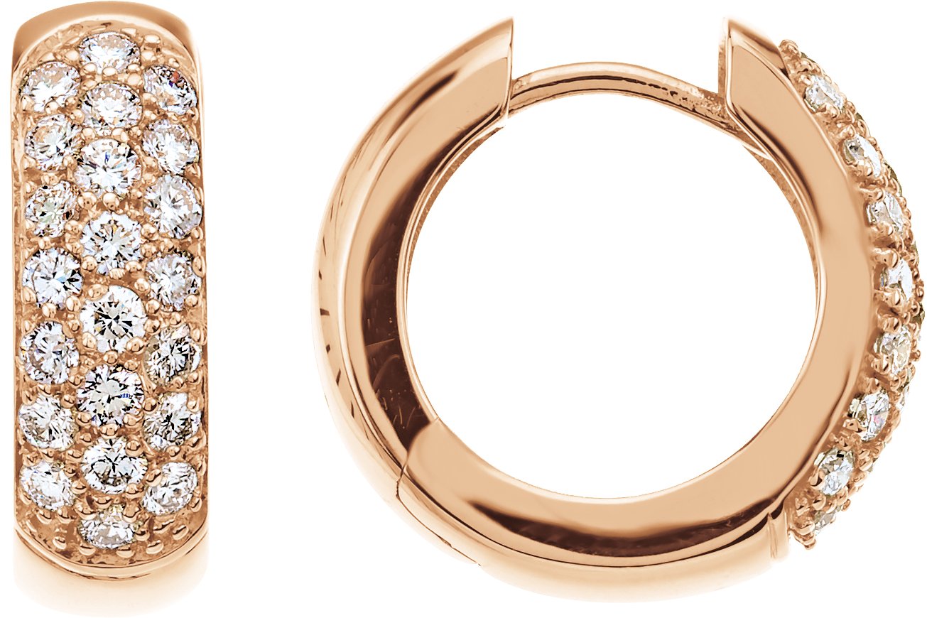 7/8 Ctw Lab-Grown Diamond Hoop Earrings - Rose Gold - Lab Grown Diamond