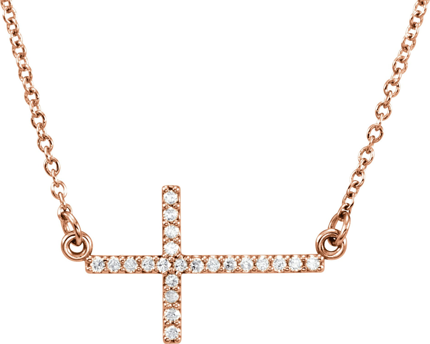 1/10 Ctw Lab-Grown Diamond Sideways Cross Necklace - Rose Gold - Lab Grown Diamond
