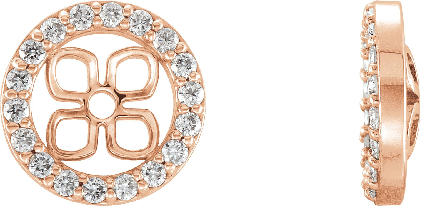 1/6 Ctw Lab Grown Diamond Earring Jackets For Pearl Studs - Rose Gold - Lab Grown Diamond