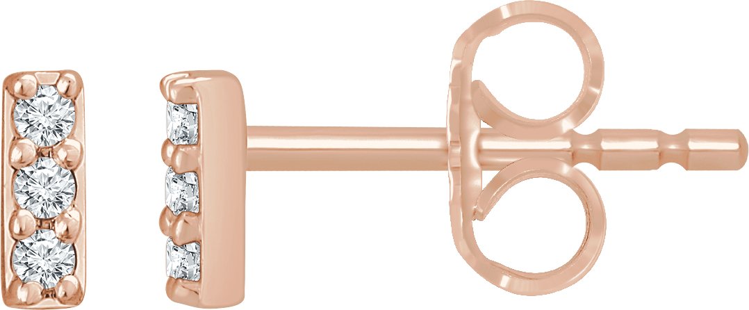 .05 Ctw Lab-Grown Diamond Bar Earrings - Rose Gold - Lab Grown Diamond