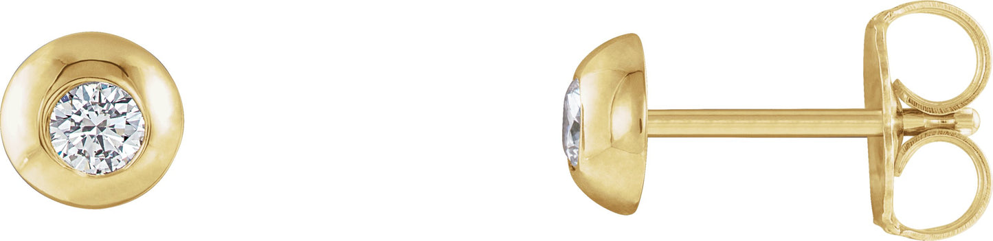 1/8 Ctw Lab-Grown Diamond Domed Stud Earrings With Backs