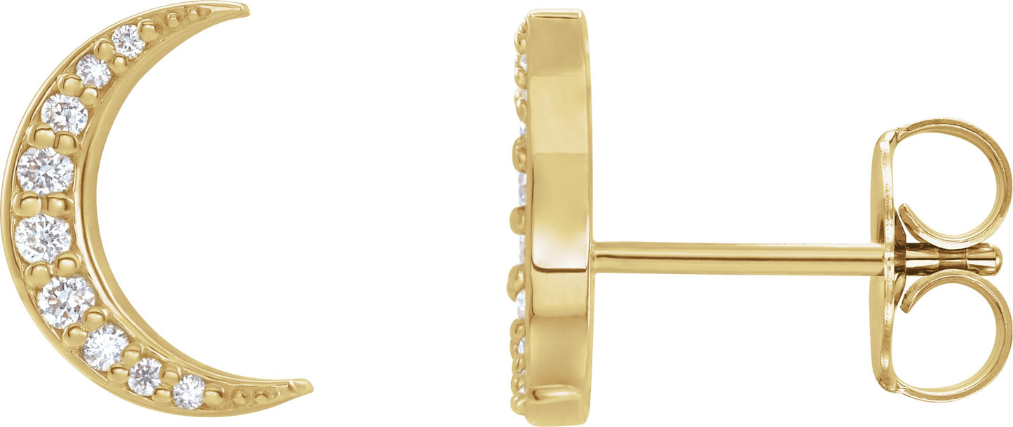1/10 Ctw Lab Grown Diamond Crescent Moon Stud Earrings
