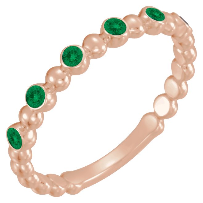 Lab-Grown Emerald Stackable Ring - Rose Gold
