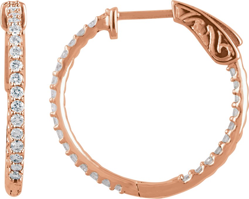 3/4 Ctw Lab-Grown Diamond Inside-Outside Hoop Earrings
