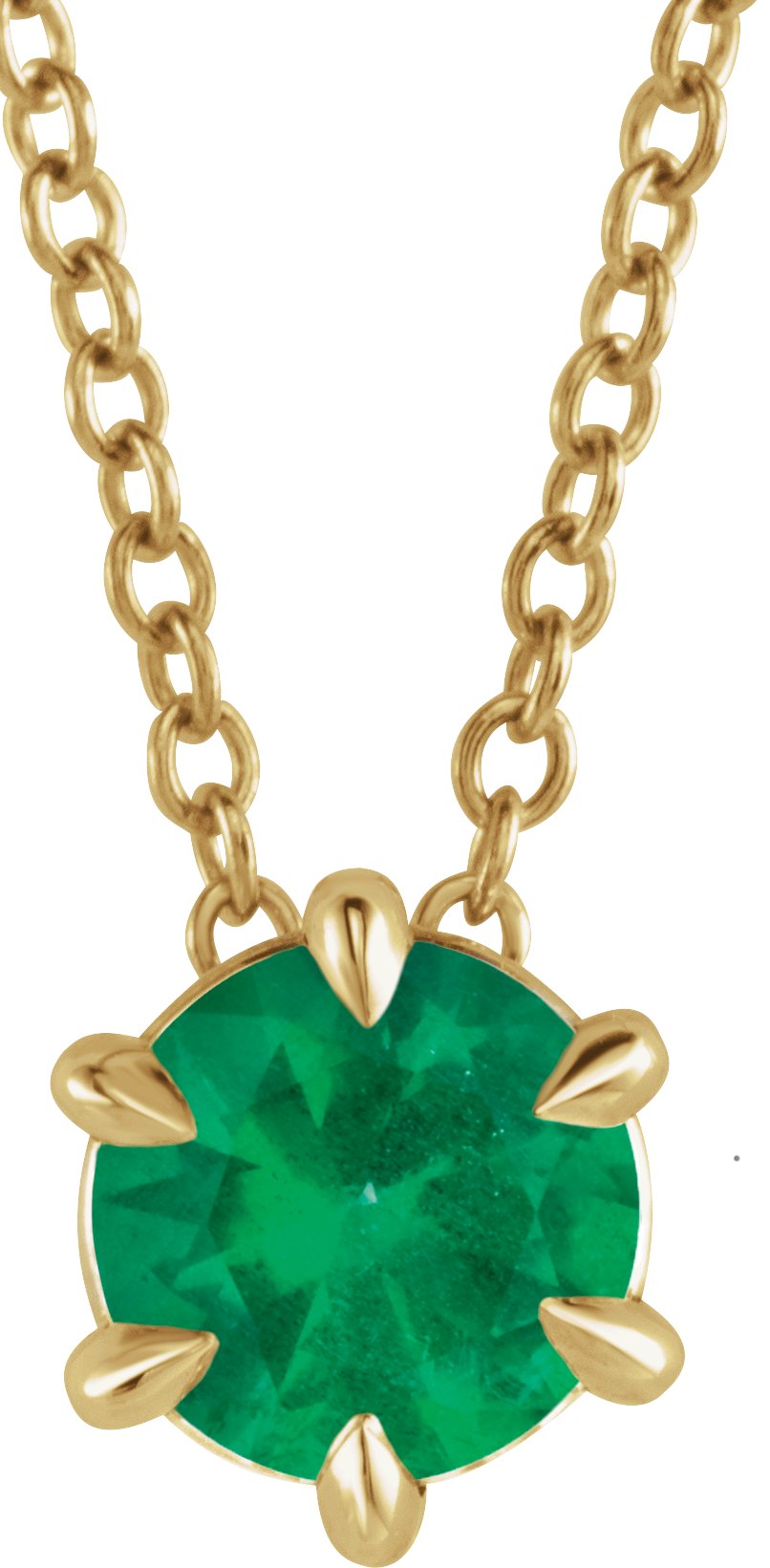 Lab-Grown Emerald Solitaire Necklace