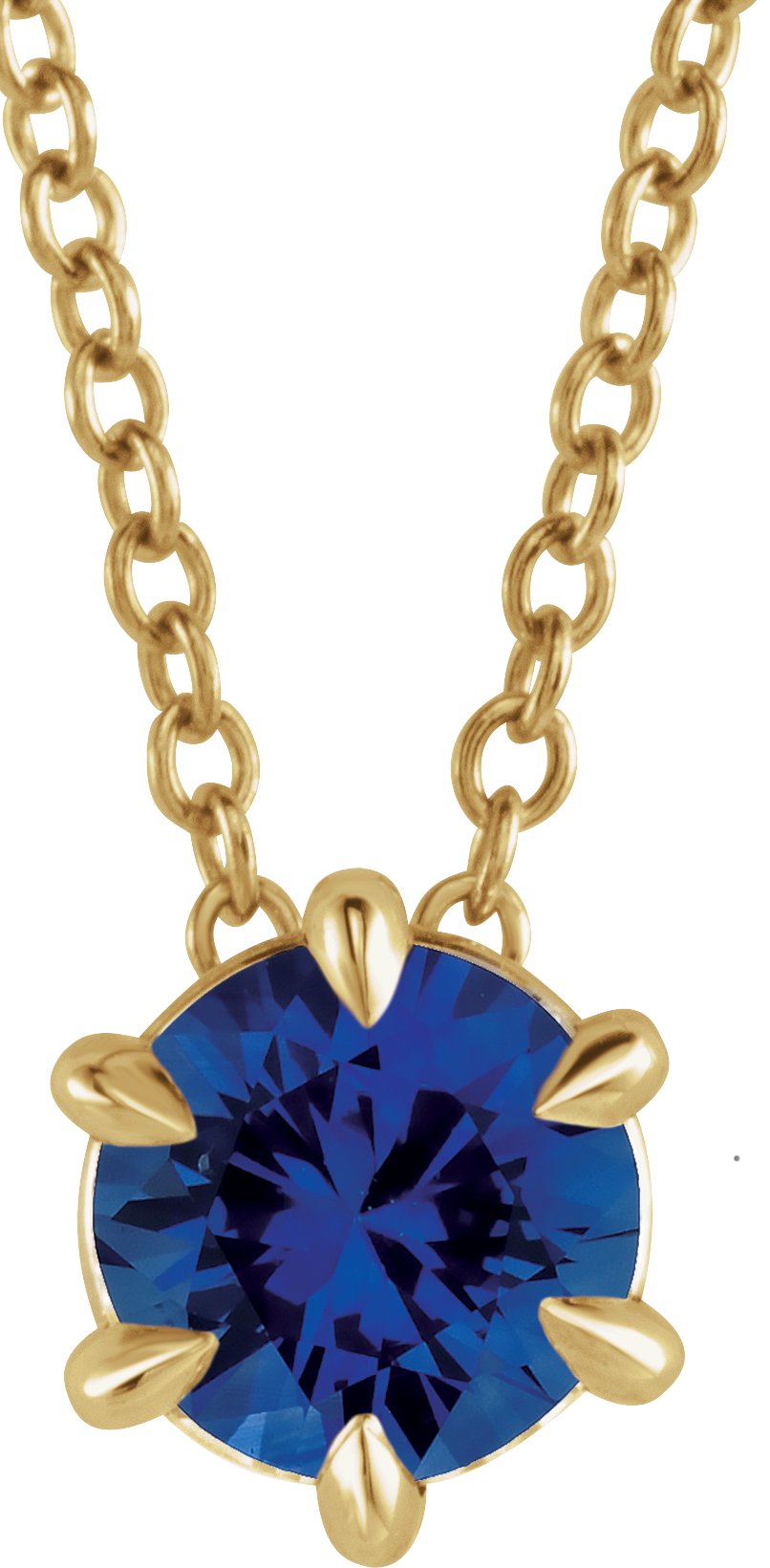 Lab-Grown Blue Sapphire Solitaire Necklace