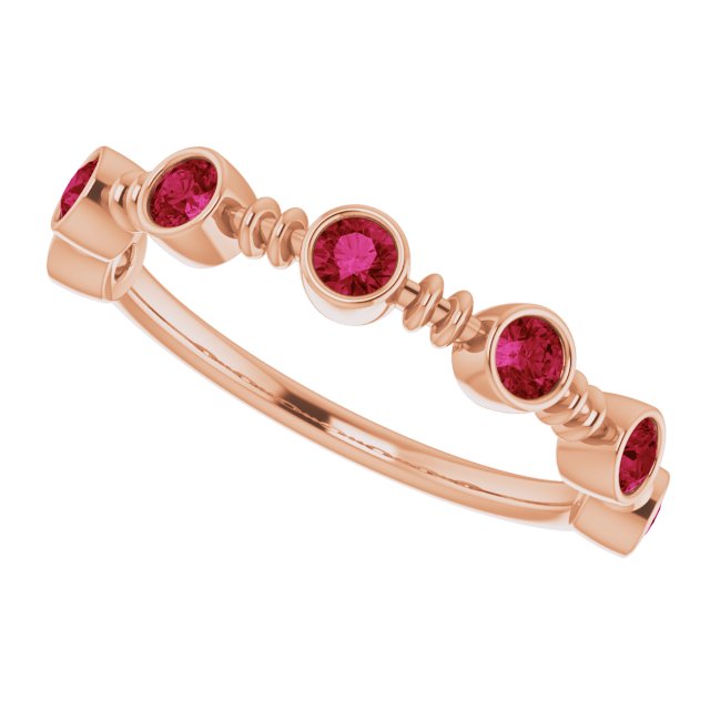 Lab-Grown Ruby Bezel-Set Ring - Rose Gold