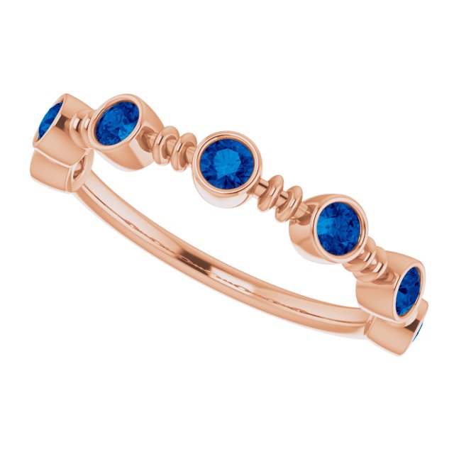 Lab-Grown Blue Sapphire Bezel-Set Ring - Rose Gold