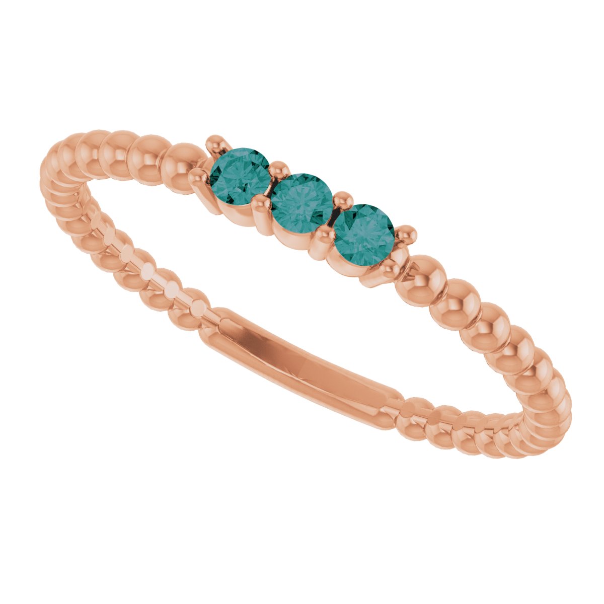 Lab-Grown Alexandrite Beaded Ring - Rose Gold