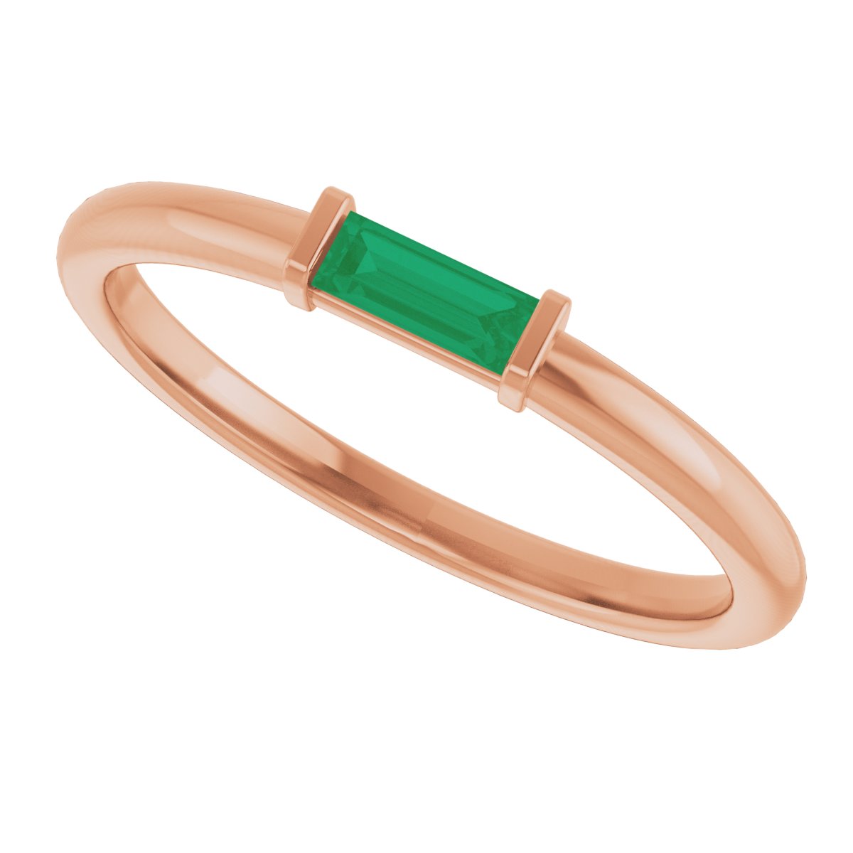 Lab Grown Emerald Stackable Ring - Rose Gold