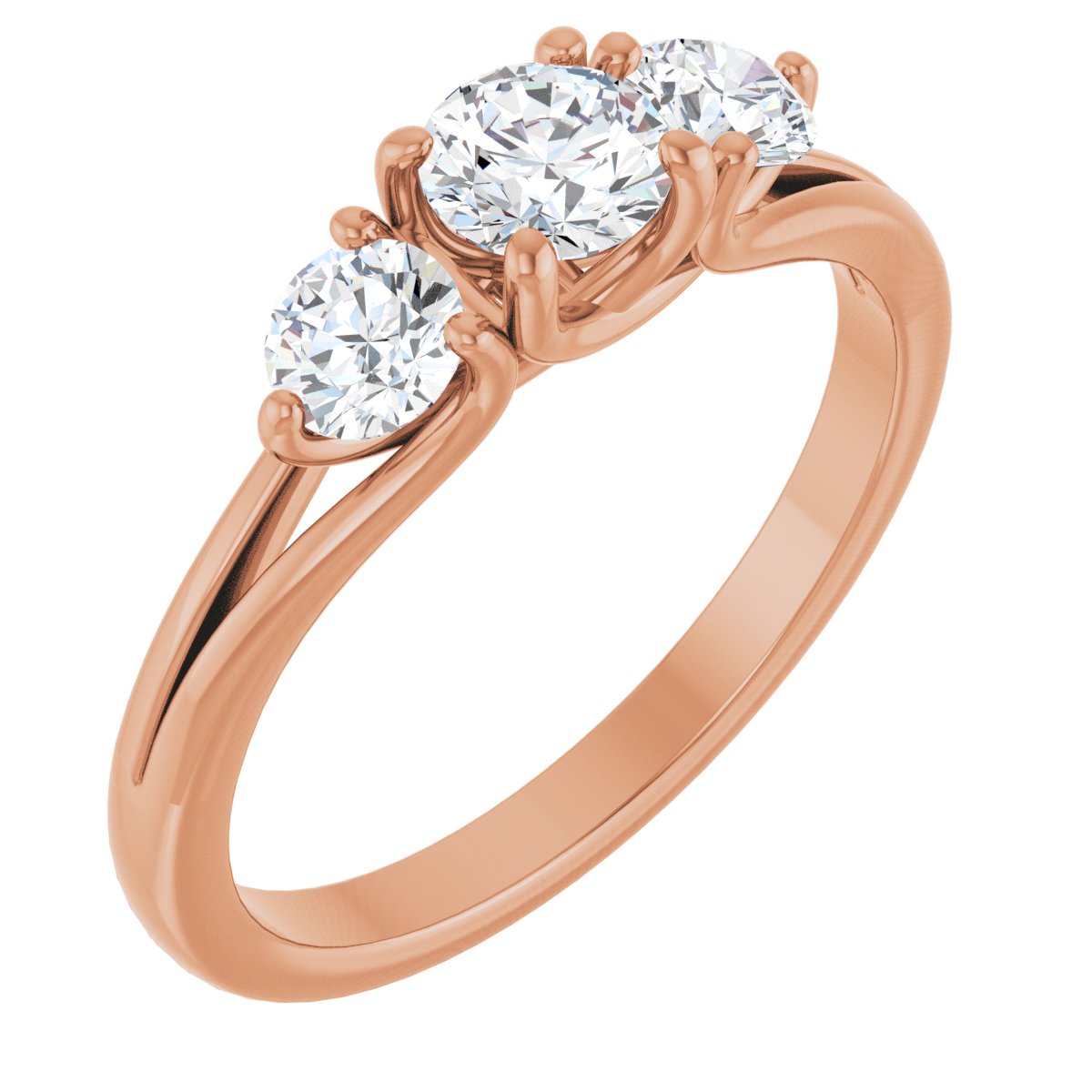 3/4 Ctw Natural Diamond Three-Stone Engagement Ring