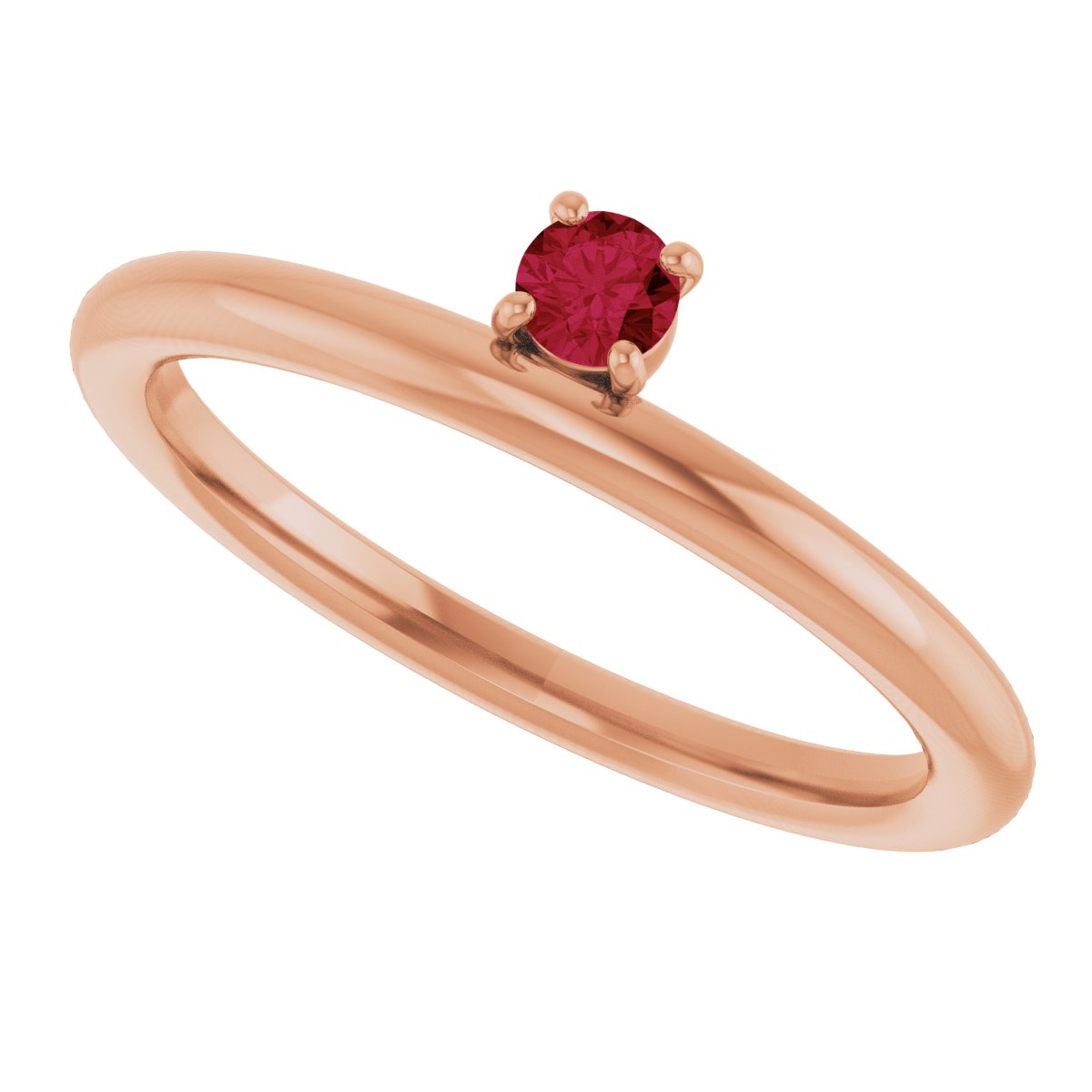 Lab-Grown Ruby Stackable Ring - Rose Gold