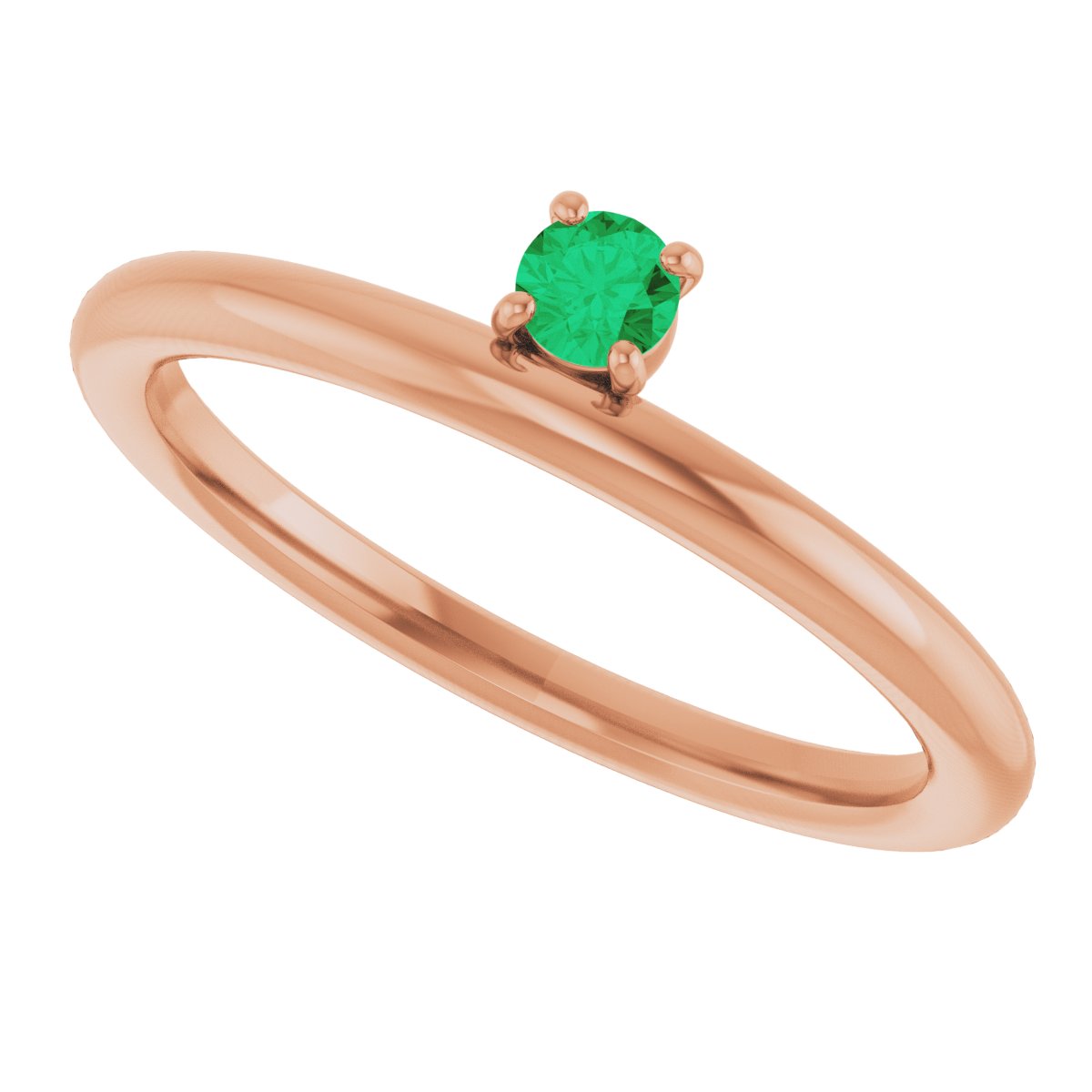 Lab-Grown Emerald Stackable Ring - Rose Gold